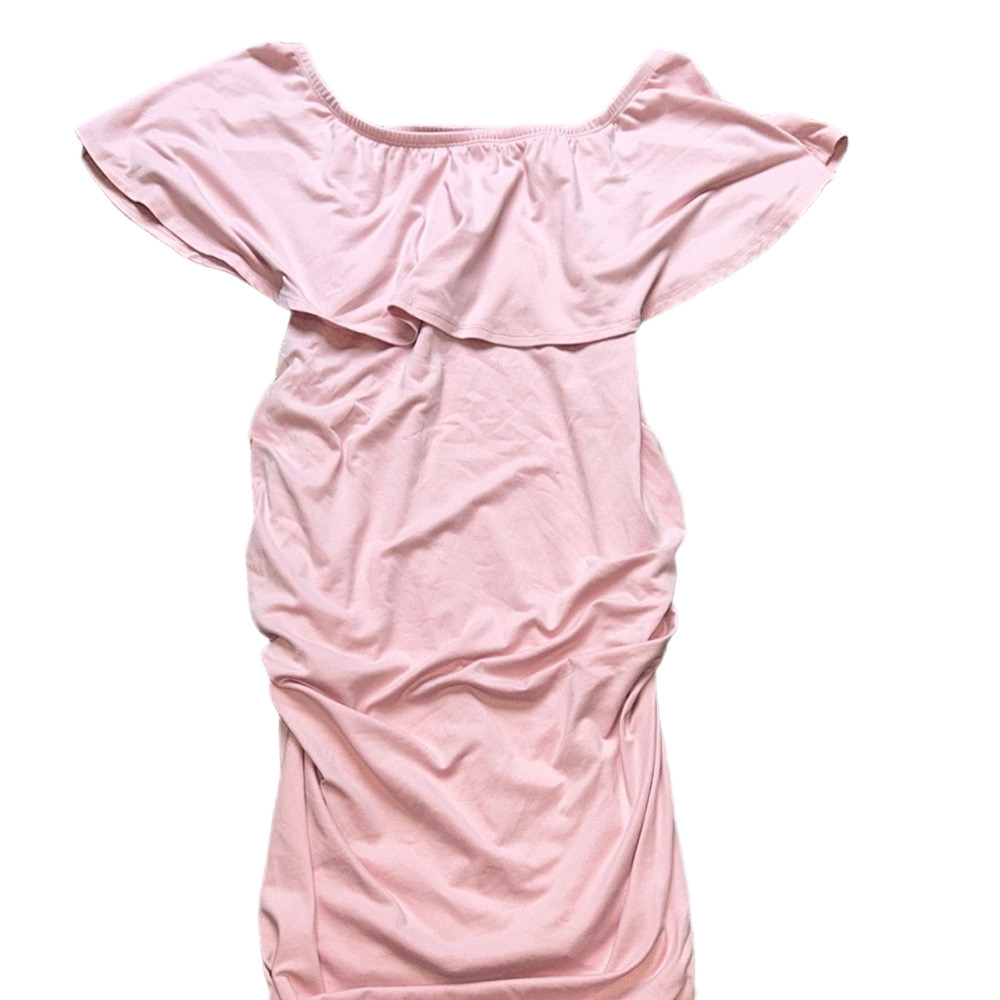 Mother Bee Maternity Pink Off-Shoulder Bodycon Dress